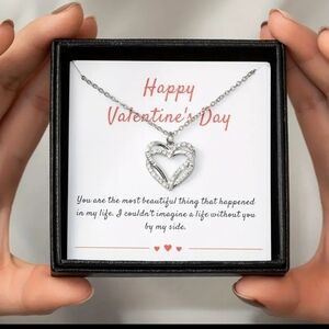 NEW! Double Heart  Pendant Necklace - Happy Valentine's Day.